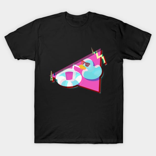 Retro Rubber Duck | 80s Vaporwave | 3d Glasses T-Shirt by Fluffy-Vectors